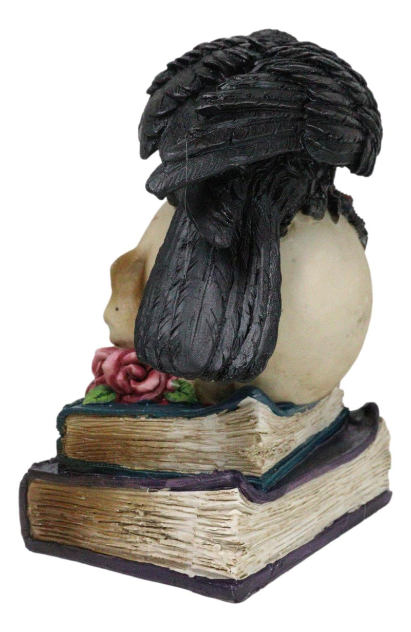 Raven Crow Perching On Skull With LED Eyes And Spell Books Of Prophecy Figurine