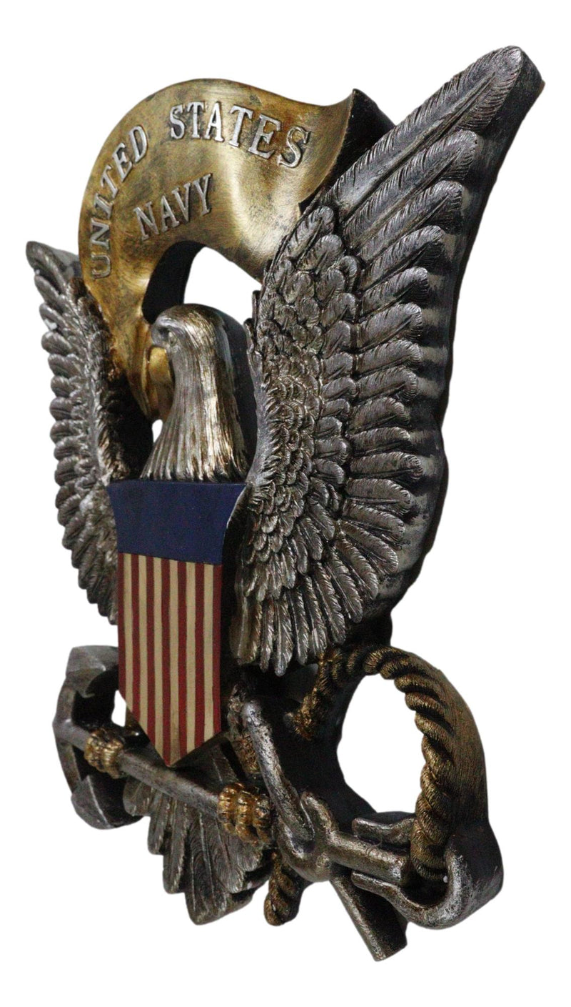 Patriotic United States Navy Bald Eagle Flag Crest Ship Anchor Wall Decor Plaque