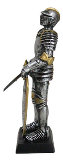 Medieval Valiant Knight Suit Of Armor With Sword And Spade Shield Mini Figurine