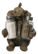 Safari Jungle Wildlife Whimsical Elephant Figurine Salt & Pepper Shakers Holder