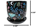 Wicca Witchcraft Magic Dark Forest Mushroom Ceramic Planter Pot With Saucer Set