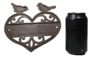 Cast Iron 2 Lovebirds Perching On Scrollwork Heart Welcome Sign Wall Plaque