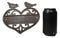 Cast Iron 2 Lovebirds Perching On Scrollwork Heart Welcome Sign Wall Plaque