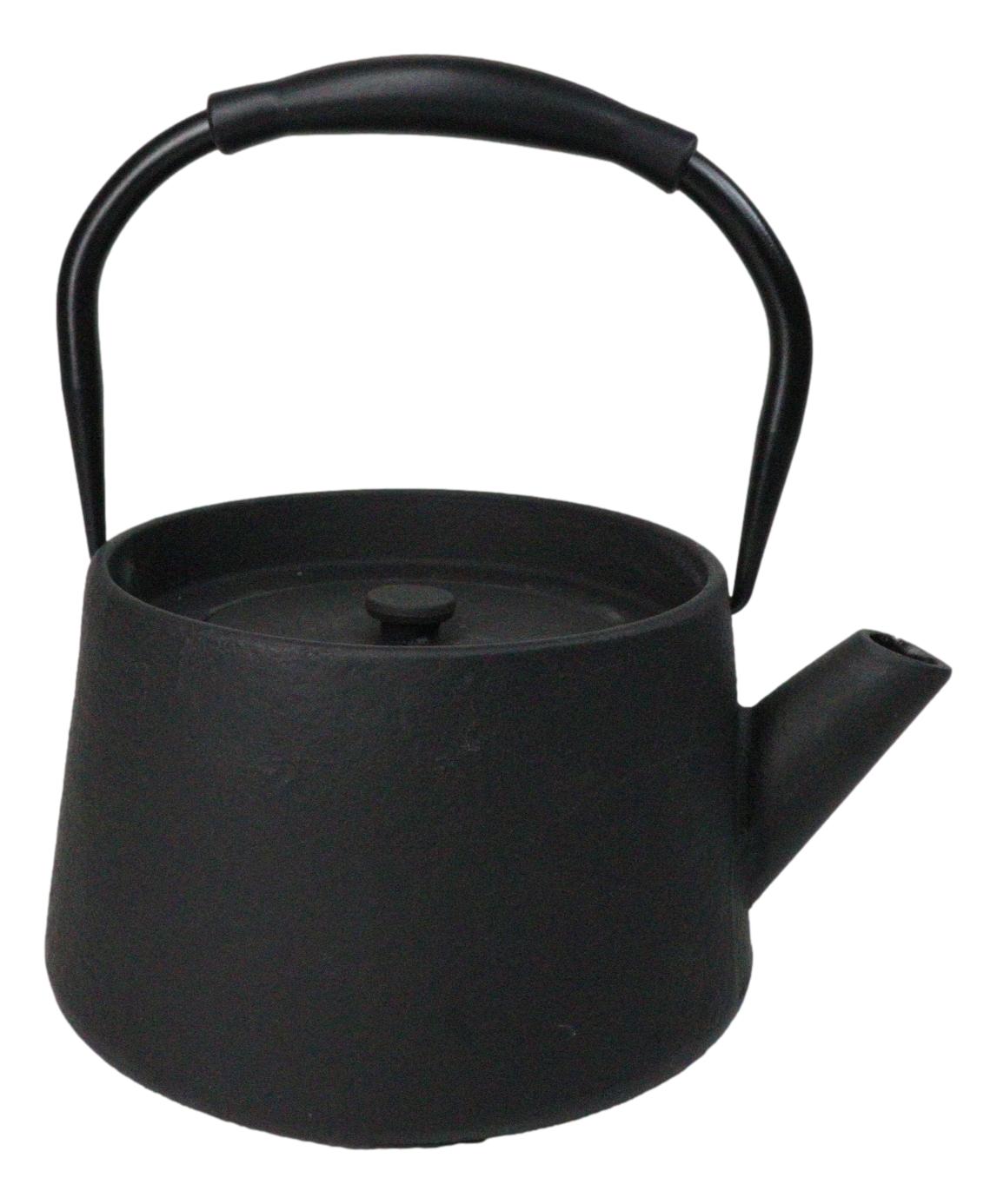 Black Modern Straight Edge Design Tetsubin Larger Cast Iron Teapot 33oz