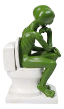 UFO Green Roswell Alien Constipated On Toilet Seat in Thinker Pose Figurine