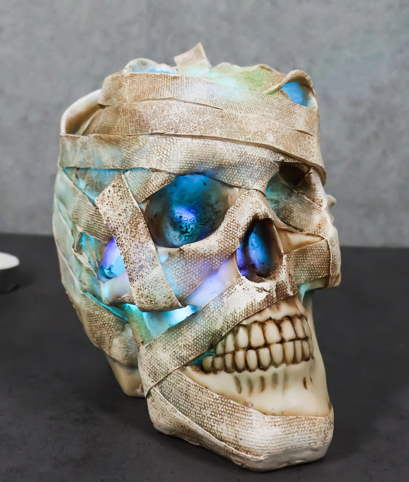 Tomb Of Egypt Mummy Sarcophagus Skull With Multicolor Glowing LED Light Figurine