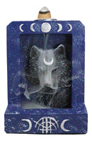 Phases Of The Moon Alpha Black Wolf With Crescent Mark Backflow Incense Burner