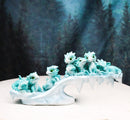 Winter Wonderland Ice Blue Baby Dragons On Frozen Bridge Glacier Rock Figurine