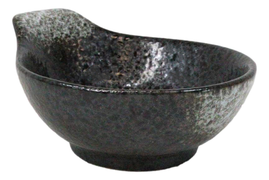 Pack Of 5 Charcoal Grey Tone Hakumu Small Ponzu Miso Soup Bowls With Handle 5oz