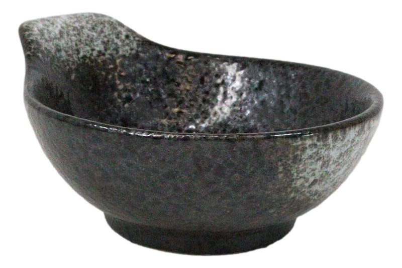 Pack Of 5 Charcoal Grey Tone Hakumu Small Ponzu Miso Soup Bowls With Handle 5oz