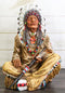 Large Sitting Native Indian Tribal Chief Medicine Man With Peace Pipe Figurine