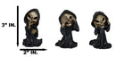 Set Of 3 See No Evil Speak No Evil Hear No Evil Grim Reaper Chibi Mini Figurines