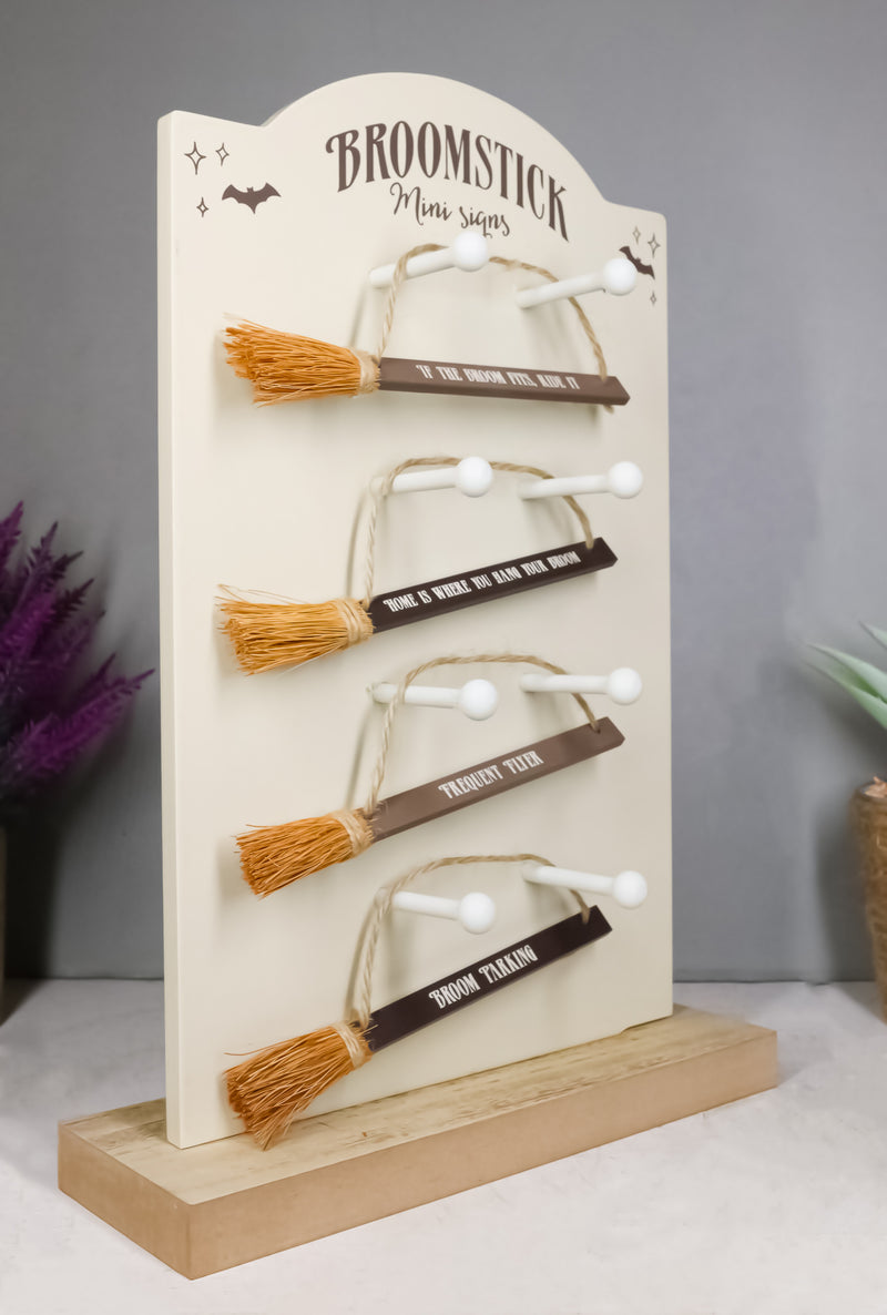 Halloween Novelty Witchcraft Witch Broomsticks Funny Signs Ornaments Pack Of 4
