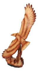 Faux Wood Soaring Eagle Figurine With Outstretched Wings American Eagle Accent