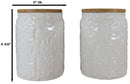 Set of 2 Ceramic White Floral Air Tight Canister Storage Jars Bamboo Lid 44oz