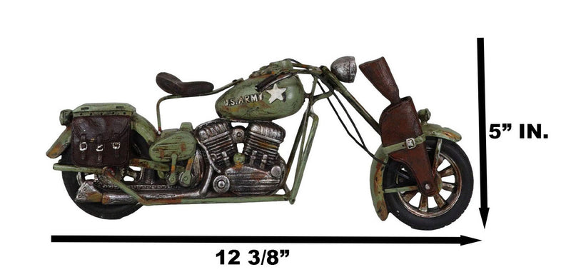 American Military US Army Classic Retro Camo Chopper Bike Motorcycle Figurine