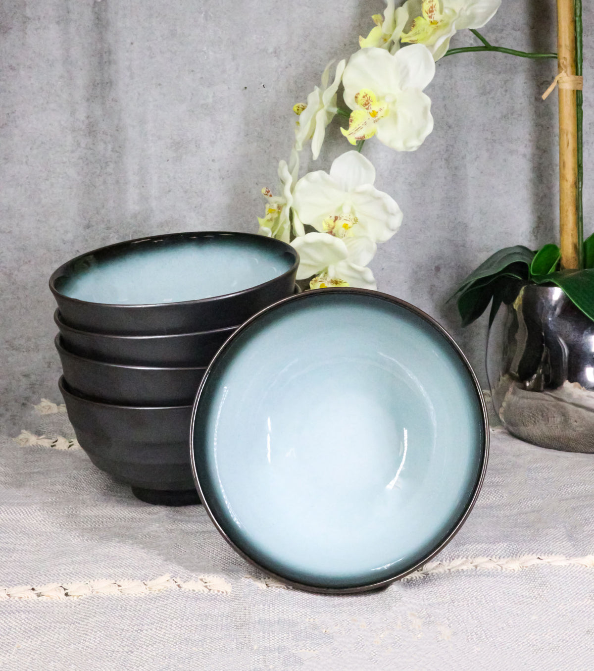 Pack Of 5 Blue Sky Seikai Art Ceramic Soup Salad Rice Donburi Poke Bowls 24oz