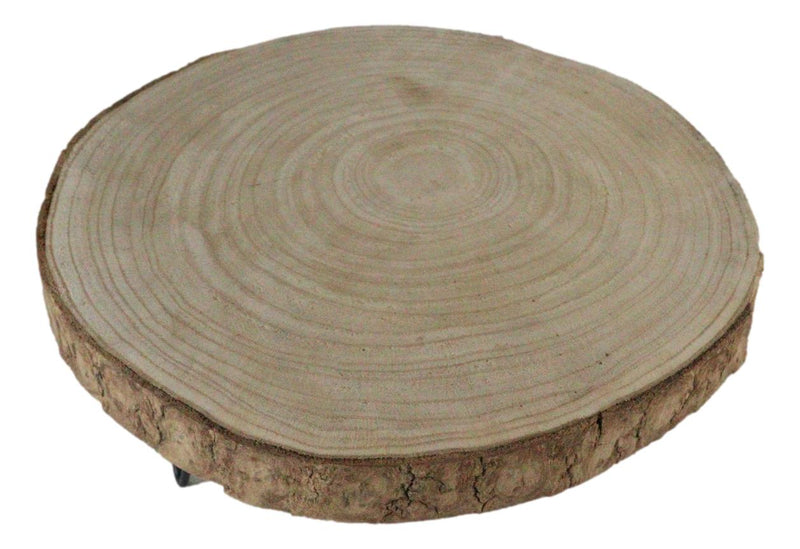 Unfinished Natural Wood Bark Round Slice With Metal Legs Pedestal Stand 11"D
