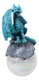Ruth Thompson Blue Riptide Dragon On Pearl Glass Ball Ornament Figurine 5"H