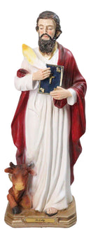Christian Apostle Of Jesus Saint Luke The Evangelist With Ox Figurine 8"H