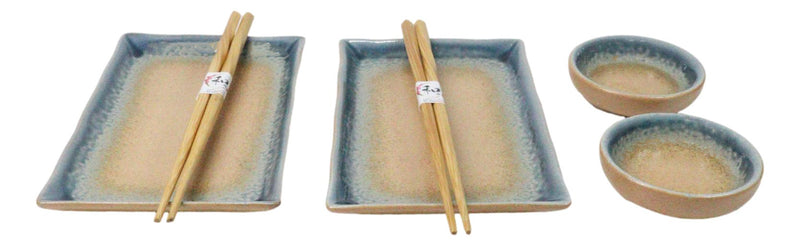 Ao Nagashi Porcelain Sushi Plates Sauce Dishes Chopsticks Dinnerware Set For 2