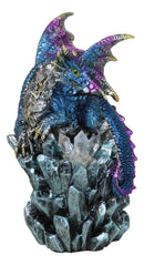 Blue Ocean Atlantis Dragon Perching On Crystal Rock Cavern Small Figurine