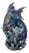 Blue Ocean Atlantis Dragon Perching On Crystal Rock Cavern Small Figurine