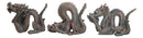 Set of 3 See Hear Speak No Evil Oriental Shen Long Celestial Dragons Figurines