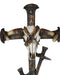Rustic Western Barbed Wires Cow Skull With 3 Spike Nails Crosses Wall Cross