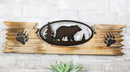 Rustic Western Black Bear By Pine Trees Metal Cutout Wooden Plank Wall Decor