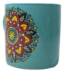 Blue Vishuddha Throat Chakra Zen Flower Of Life Mandala Circle Ceramic Mug Cup