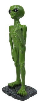 UFO Space Green ET Roswell Alien Flipping The Bird Middle Finger Figurine 7.5"H