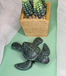 Pack Of 2 Cast Iron Green Verdigris Swimming Sea Turtle Tortoise Mini Figurines