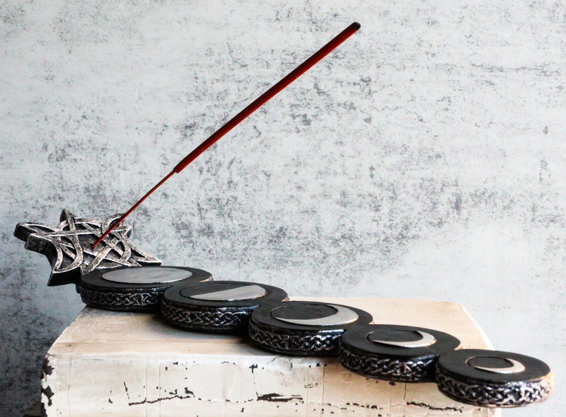 Wicca Mystic Triple Moon Phases Sacred Goddesses Incense Stick Holder Burner