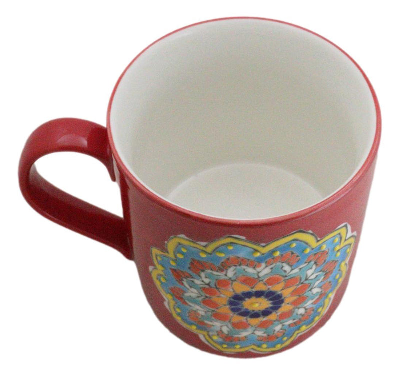 Red Muladhara Root Chakra Zen Flower Of Life Mandala Circle Ceramic Mug Cup