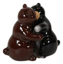 Ceramic Black And Grizzly Brown Bears Hugging Dancing Salt And Pepper Shakers