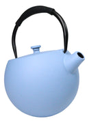 Pastel Blue Minimalistic Tilted Round Cast Iron Teapot 28oz Tea Pot With Handle