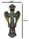 Rustic Tuscany Fleur De Lis Silver Scroll Angel Wings Turquoise Stone Wall Cross