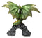 Green And Gold Scales Behemoth Dragon Perching On Ancient Rock Arch Figurine
