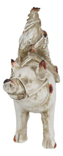 Rustic Country Farmhouse Chicken Rooster Riding On Pig Piggy Coin Money Bank
