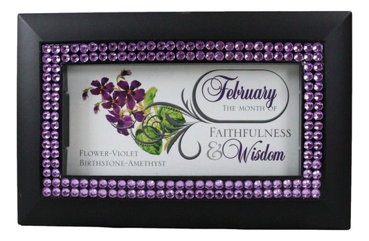 February Amethyst Birthstone Faithfulness And Wisdom Black Musical Trinket Box