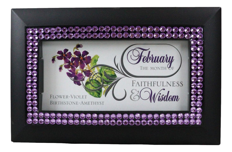 February Amethyst Birthstone Faithfulness And Wisdom Black Musical Trinket Box