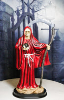 Red Robe Santa Muerte With Scythe Patroness Of Love And Romance Figurine 12"H