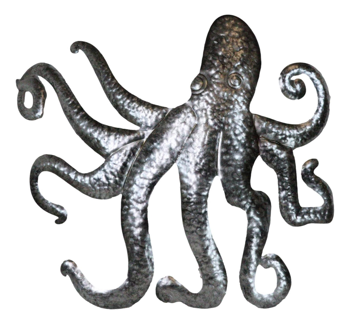 Silver Nautical Marine Deep Sea Octopus Tentacles Metal Wall Decor Plaque 31"L - Ebros Gift