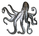 Silver Nautical Marine Deep Sea Octopus Tentacles Metal Wall Decor Plaque 31"L