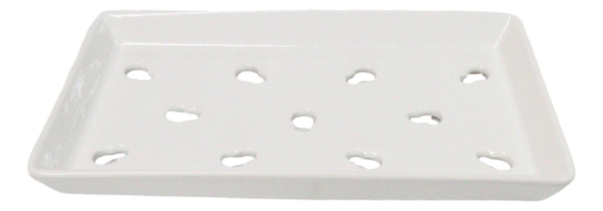 Pack Of 12 Ceramic White Neta Zara Sushi Case Plates With Drip Holes 9" By 5"