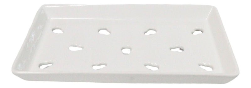 Pack Of 12 Ceramic White Neta Zara Sushi Case Plates With Drip Holes 9" By 5"