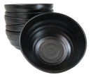 Pack Of 6 Modern Ridged Matte Black Melamine Deep Ramen Soup Pasta Bowls 46oz