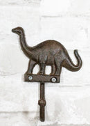 Pack Of 3 Cast Iron Rustic Jurassic Long Neck Brachiosaurus Dinosaur Wall Hooks