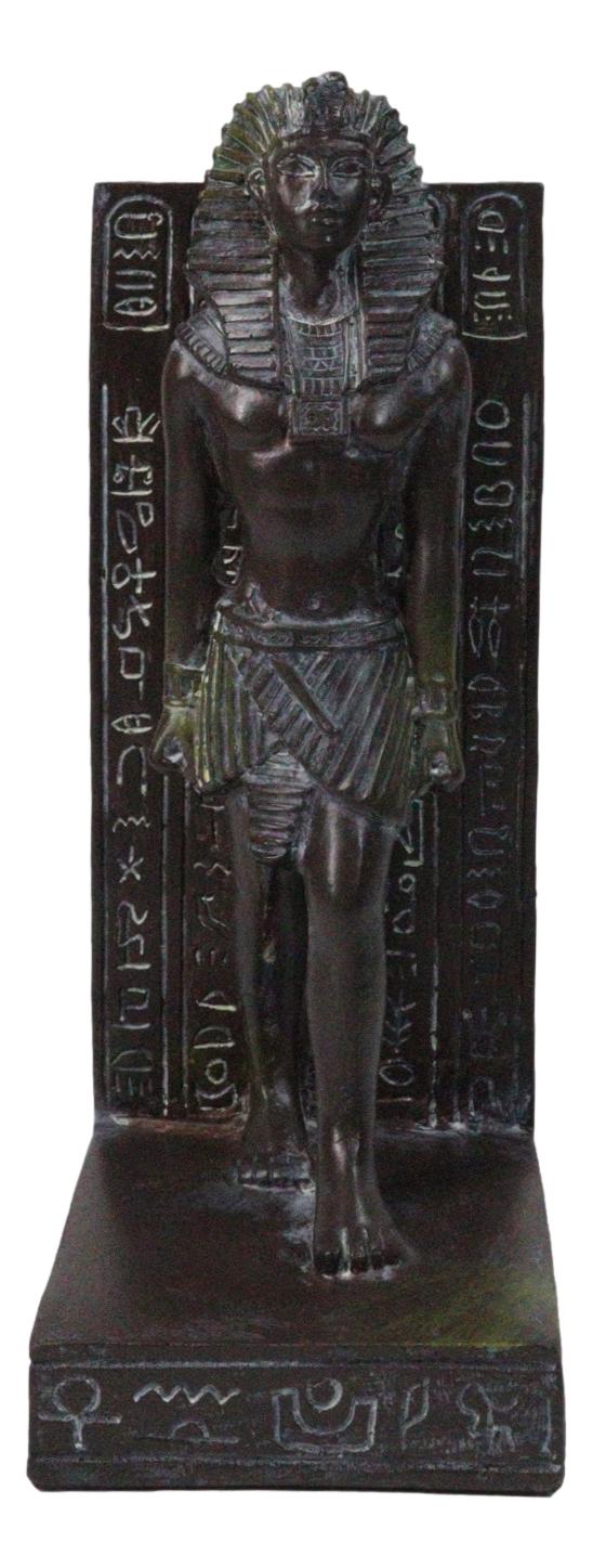 Son of Horus Pharaoh Egyptian King Tut Standing On Hieroglyphic Base Bookend